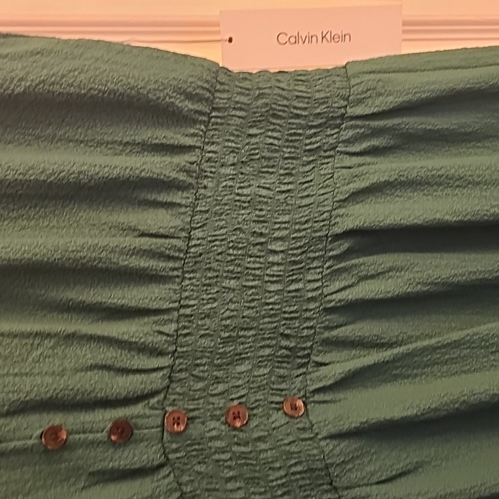 TIERED Teal Midi-Maxi Dress CALVIN KLEIN sz 16 (Blue-green) - Picture 6 of 6